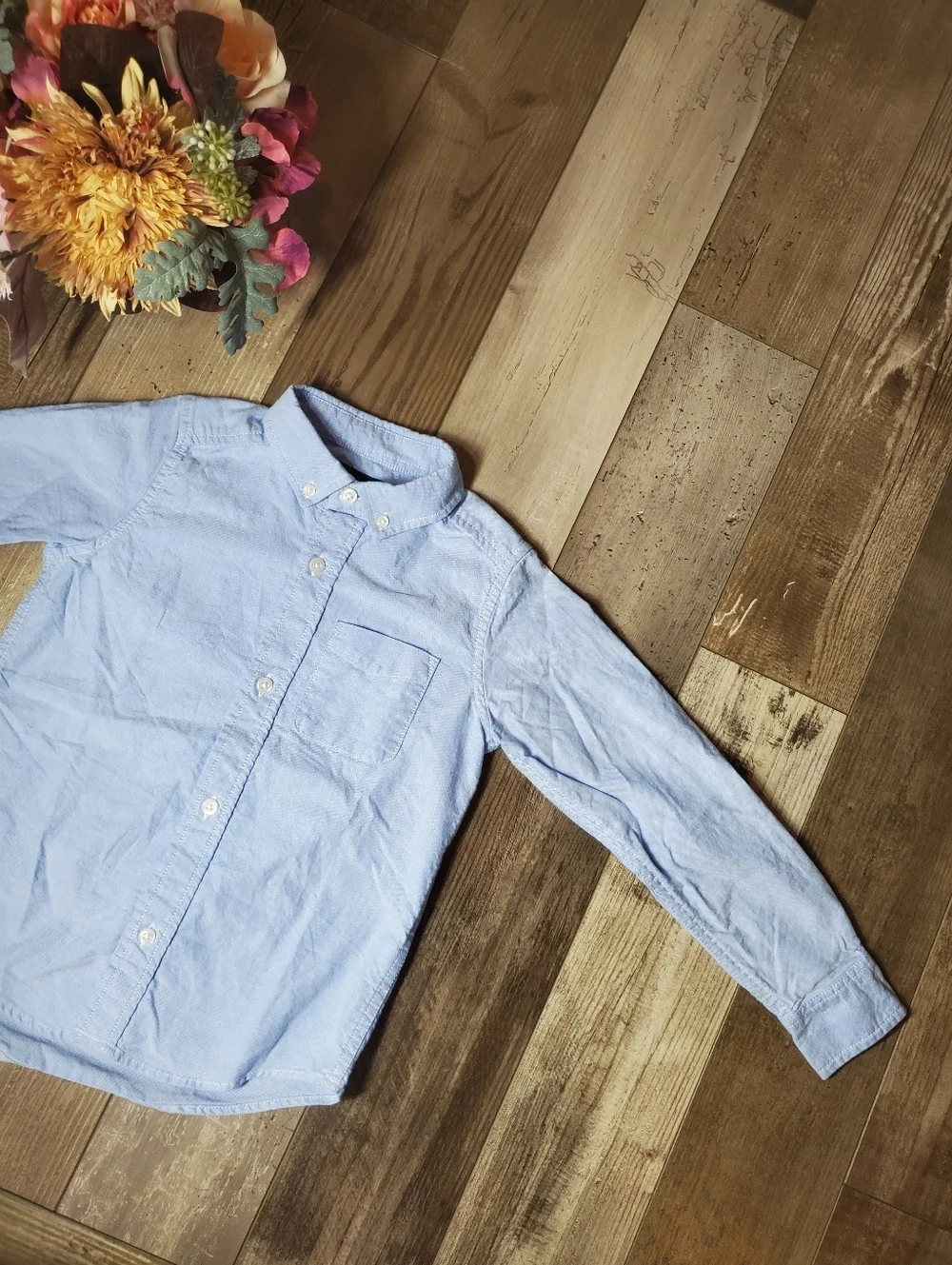 PLACE Blue Boys 100% Cotton Buttondown Dress Shirt Size 5/6 NWOT
